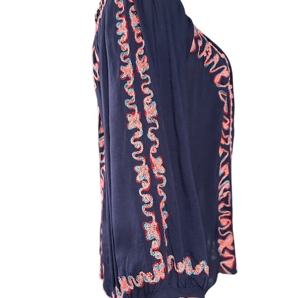 Poupette St Barth navy top in Large.  Absolutely gorgeous embroidery. - Picture 4 of 15